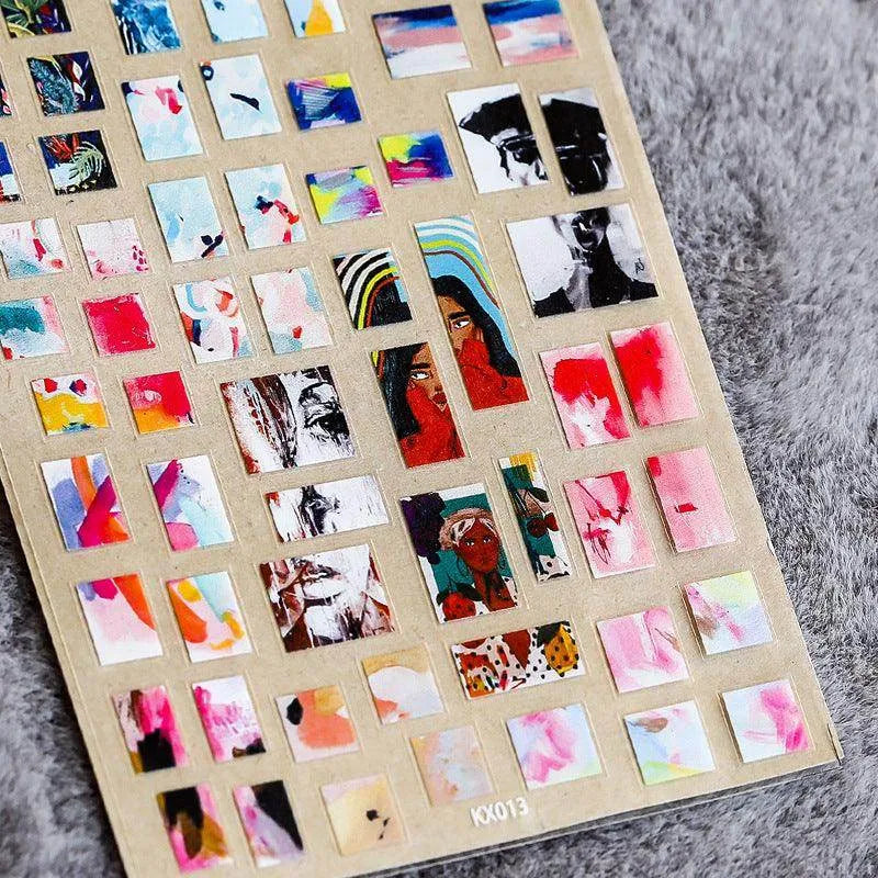 Abstract Women Nail Art Stickers Adhesive Slider Vintage Lady Sticker Decals KX013