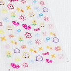 Graffiti Flower Nail Art Stickers Adhesive Embossed Cute Heart Sticker Decals KX041