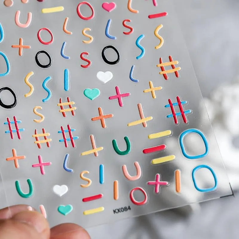 Colorful Line Symbols Nail Art Stickers Adhesive Embossed Lines Sticker Decals KX084 embossed