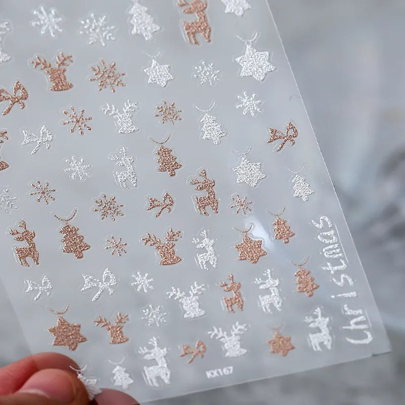 5D Christmas Nail Stickers – Santa, Reindeer & Gingerbread Designs