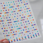 5D Mini Hearts Nail Art Stickers Candy Colors Love Heart Shape Decals KX174