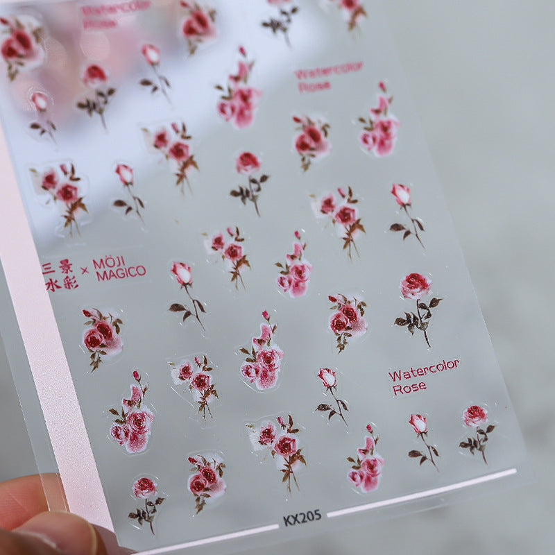 Lavender Dry Flowers Leaf Nail Art Stickers Decals TS034