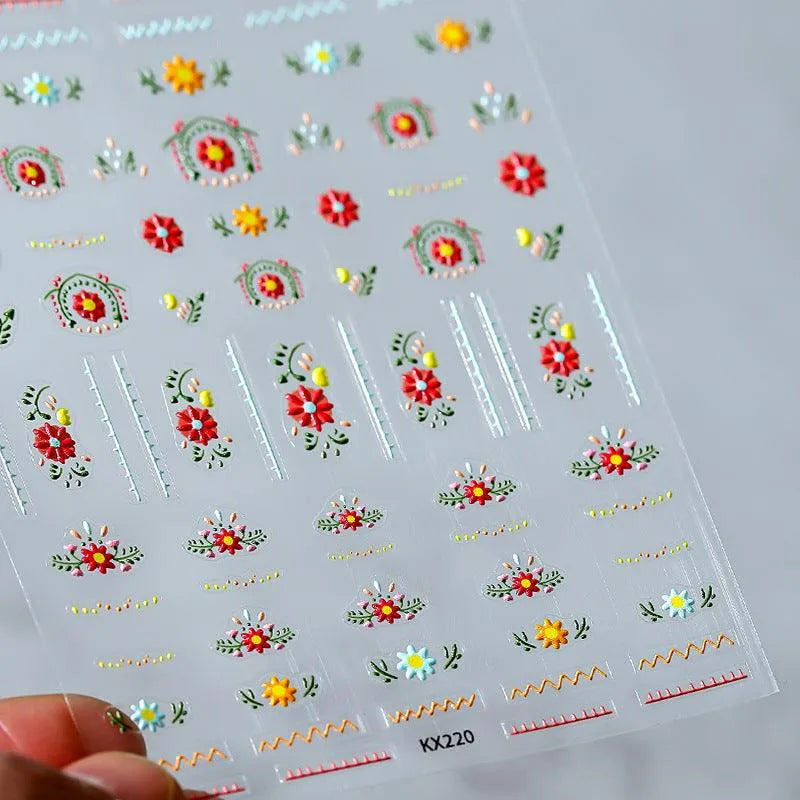 Floral Nail Art Stickers Adhesive Flower Vines Sticker Decals KX206