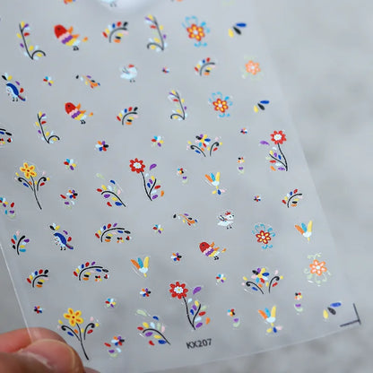 Floral Nail Art Stickers Adhesive Flower Vines Sticker Decals KX207