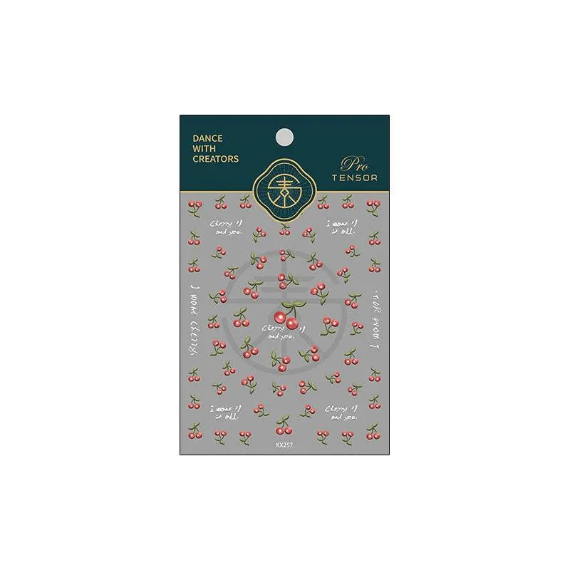 Summer Fruit Cherry Nail Art Stickers Adhesive Slider Sticker Decals KX257 embossed