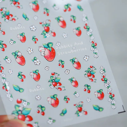 Summer Fruit Nail Art Stickers Adhesive Slider Cute Strawberry Sticker Decals KX267