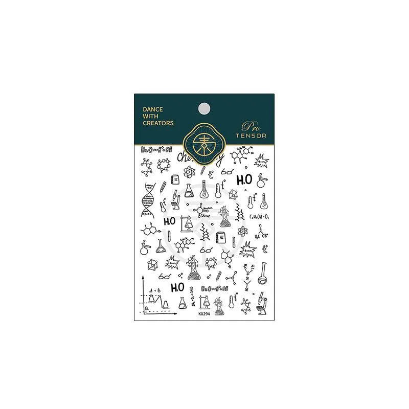 Nail Art Stickers Adhesive Slider Embossed Chemistry Symbol Sticker Decals KX294