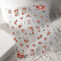 Vintage Letter Roses Nail Art Stickers Adhesive Embossed Rose Flowers Sticker Decals KX297