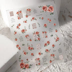 Vintage Letter Roses Nail Art Stickers Adhesive Embossed Rose Flowers Sticker Decals KX297