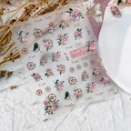 Vintage Steampunk Nail Art Stickers 5D Embossed Clock, Rose & Bird Decals KX298