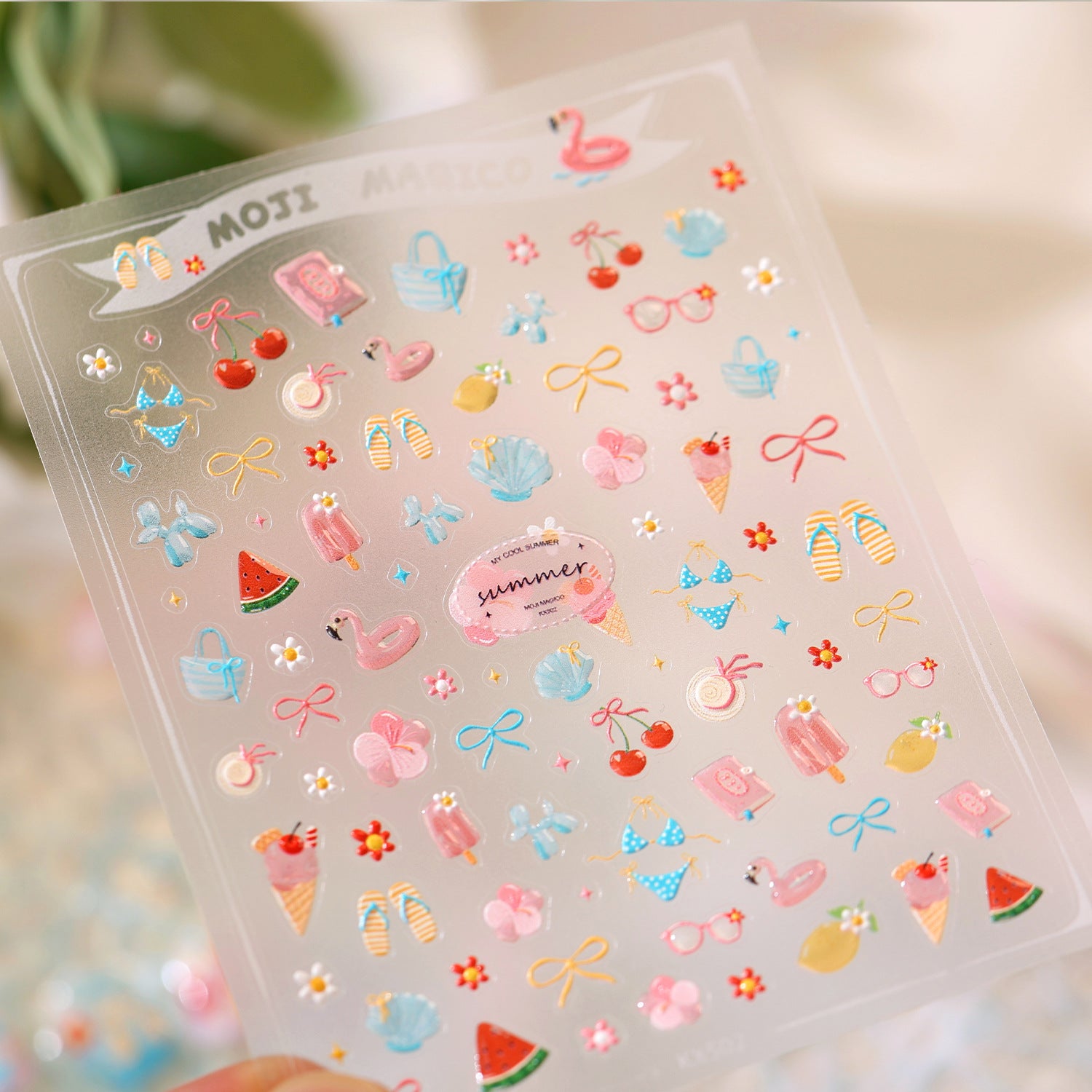 Summer Beach Flamingo Nail Stickers - Cute Mermaidcore Sea Animal Decals