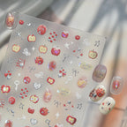 Kawaii 3D Apple & Clover Nail Stickers - Y2K Coquette Decals