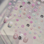 Kawaii 3D Cat Paw Nail Stickers - Cute Pastel Kitten Claws Decals