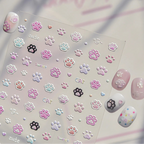 Kawaii 3D Cat Paw Nail Stickers - Cute Pastel Kitten Claws Decals