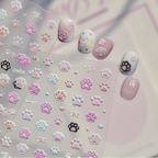 Kawaii 3D Cat Paw Nail Stickers - Cute Pastel Kitten Claws Decals