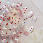 Kawaii 5D Cartoon Rabbit Puppy Carousel Nail Stickers 5505
