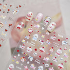 Kawaii 5D Cartoon Rabbit Puppy Carousel Nail Stickers 5505