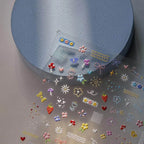 Kawaii Animals Nail Art Stickers Adhesive Embossed Flower Bow Sticker Decals to3842