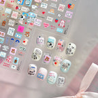 Kawaii Bear & Friends Nail Stickers | Cute Korean Doodle Art Nail Art Decals 5218