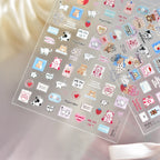 Kawaii Bear & Friends Nail Stickers | Cute Korean Doodle Art Nail Art Decals 5218