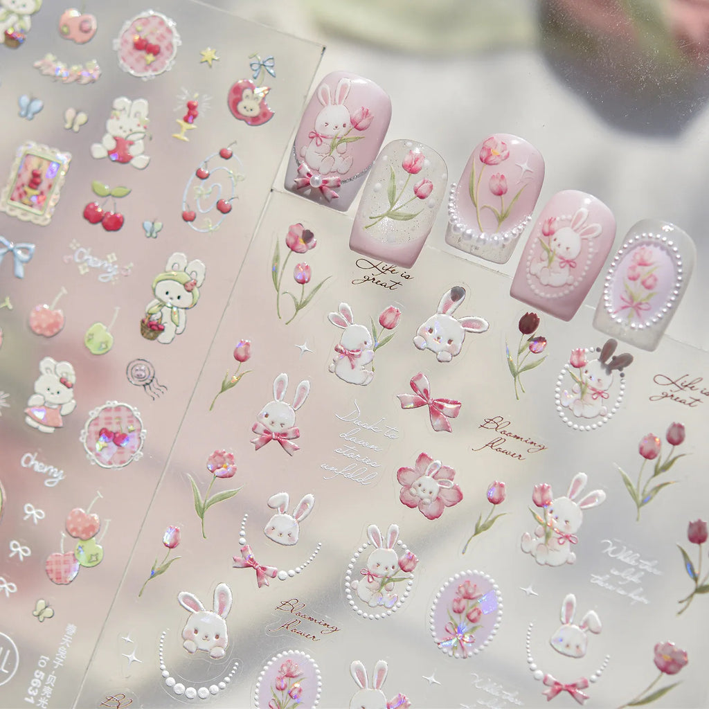 Kawaii Bunny & Cherry Nail Stickers