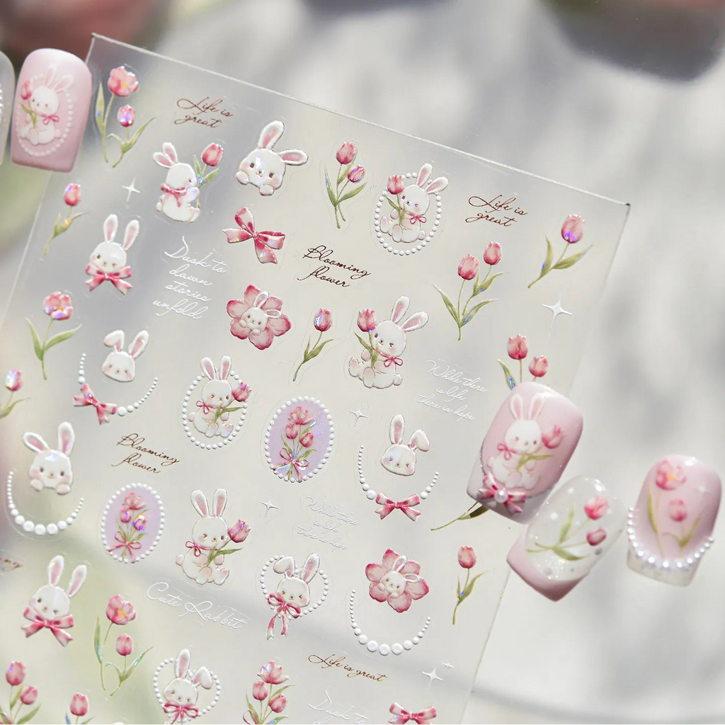 Kawaii Bunny & Cherry Nail Stickers