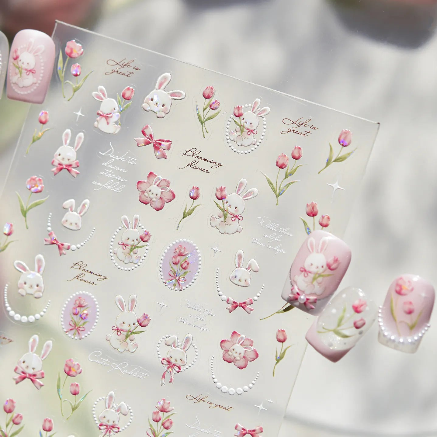 Kawaii Bunny & Cherry Nail Stickers