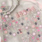 Kawaii Coquette Bow & Cherry 3D Nail Stickers