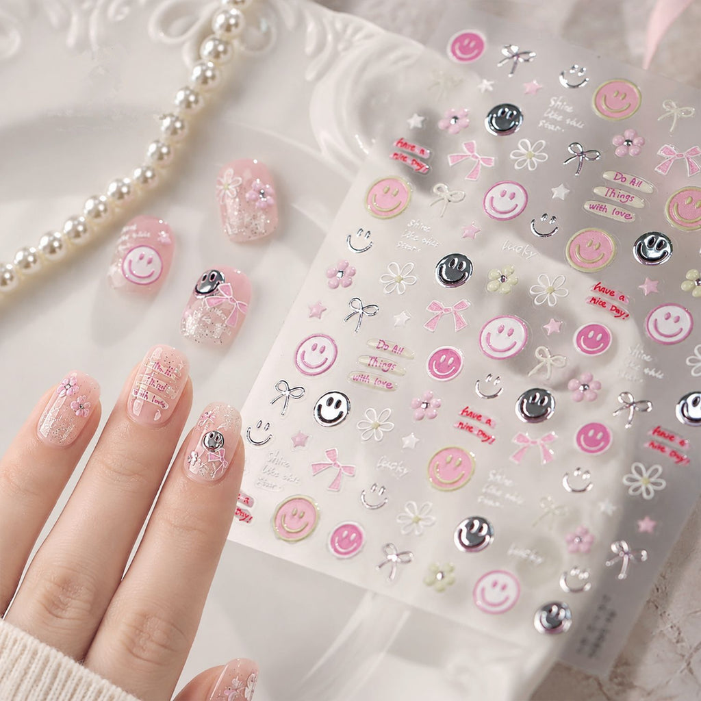 Kawaii Coquette Bow & Cherry 3D Nail Stickers