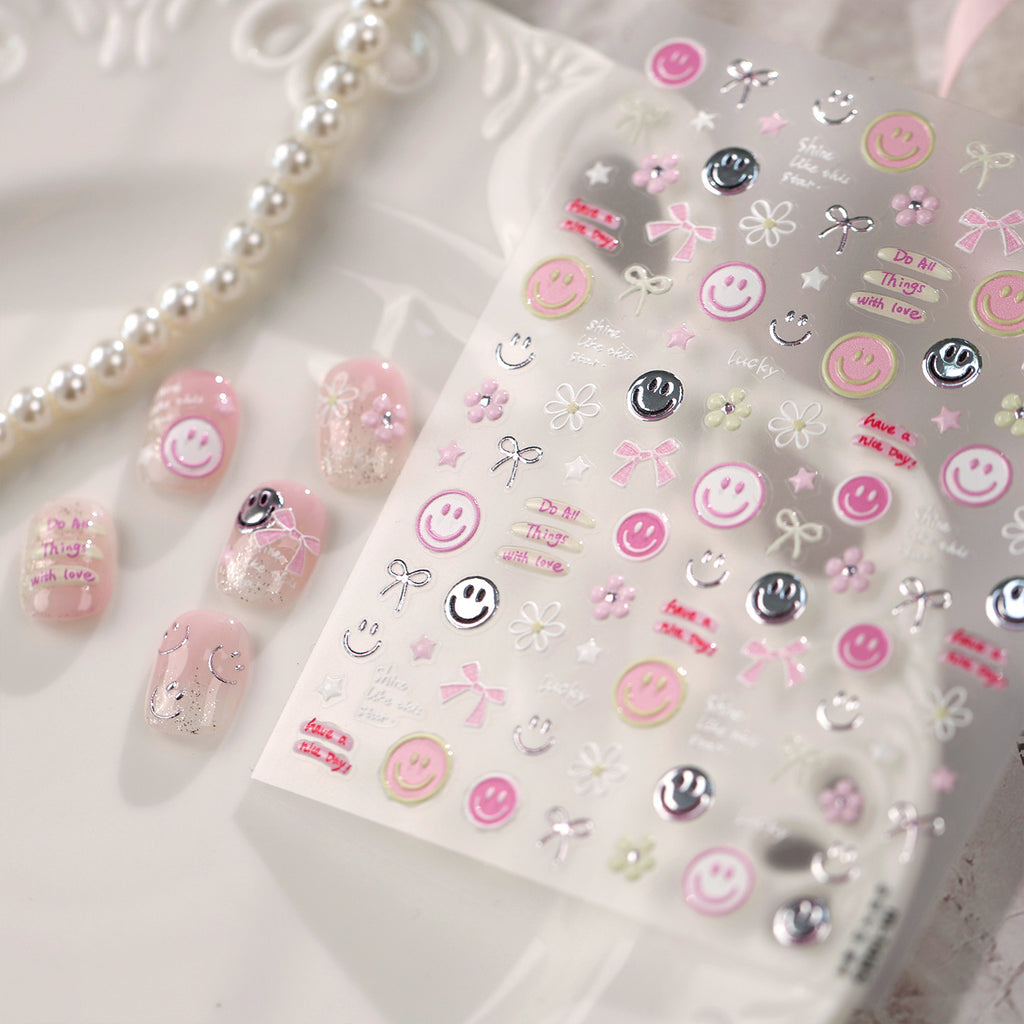 Kawaii Coquette Bow & Cherry 3D Nail Stickers