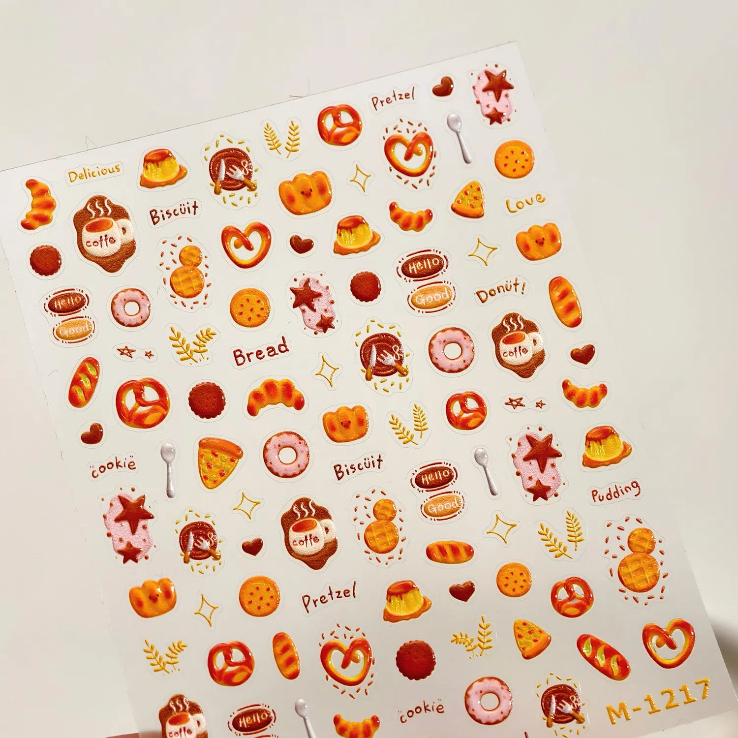 Kawaii Food Nail Stickers - Cute Bread, Donut & Coffee DIY Manicure Decals M1217