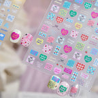 Kawaii Graffiti Heart Nail Stickers Gingham Strawberry Decals