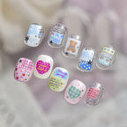 Kawaii Graffiti Heart Nail Stickers Gingham Strawberry Decals