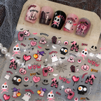 Kawaii Halloween Nail Stickers - Y2K Pink Spooky Ghost Decals 4325