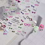 Kawaii Polka Dot Sunglasses 3D Nail Stickers