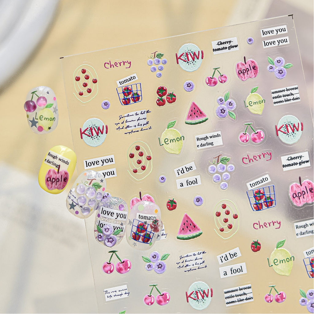 Kawaii Summer Drink & Fruit Nail Stickers 5906