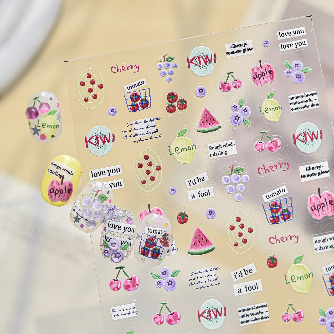 Kawaii Summer Drink & Fruit Nail Stickers 5906