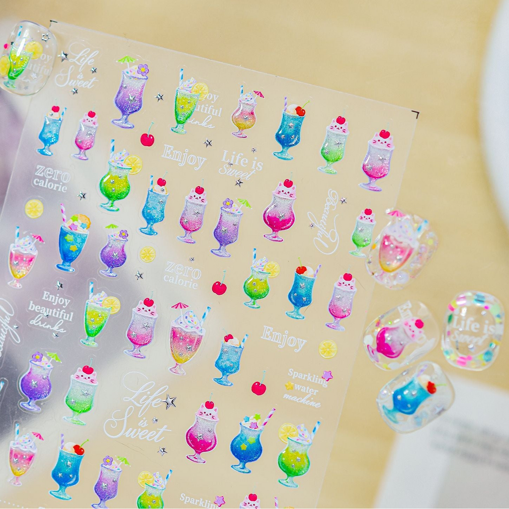 Kawaii Summer Drink & Fruit Nail Stickers 5906