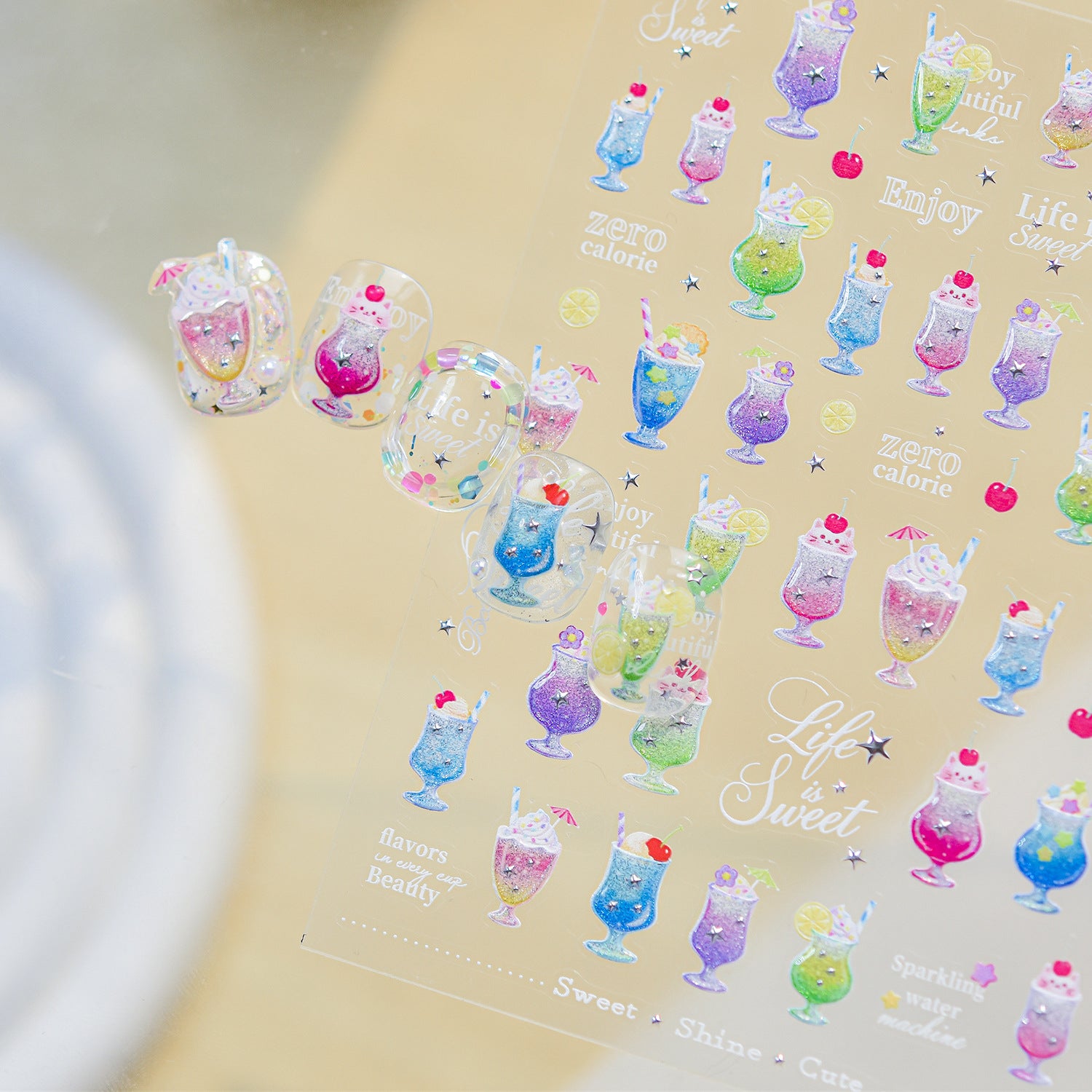 Kawaii Summer Drink & Fruit Nail Stickers 5906