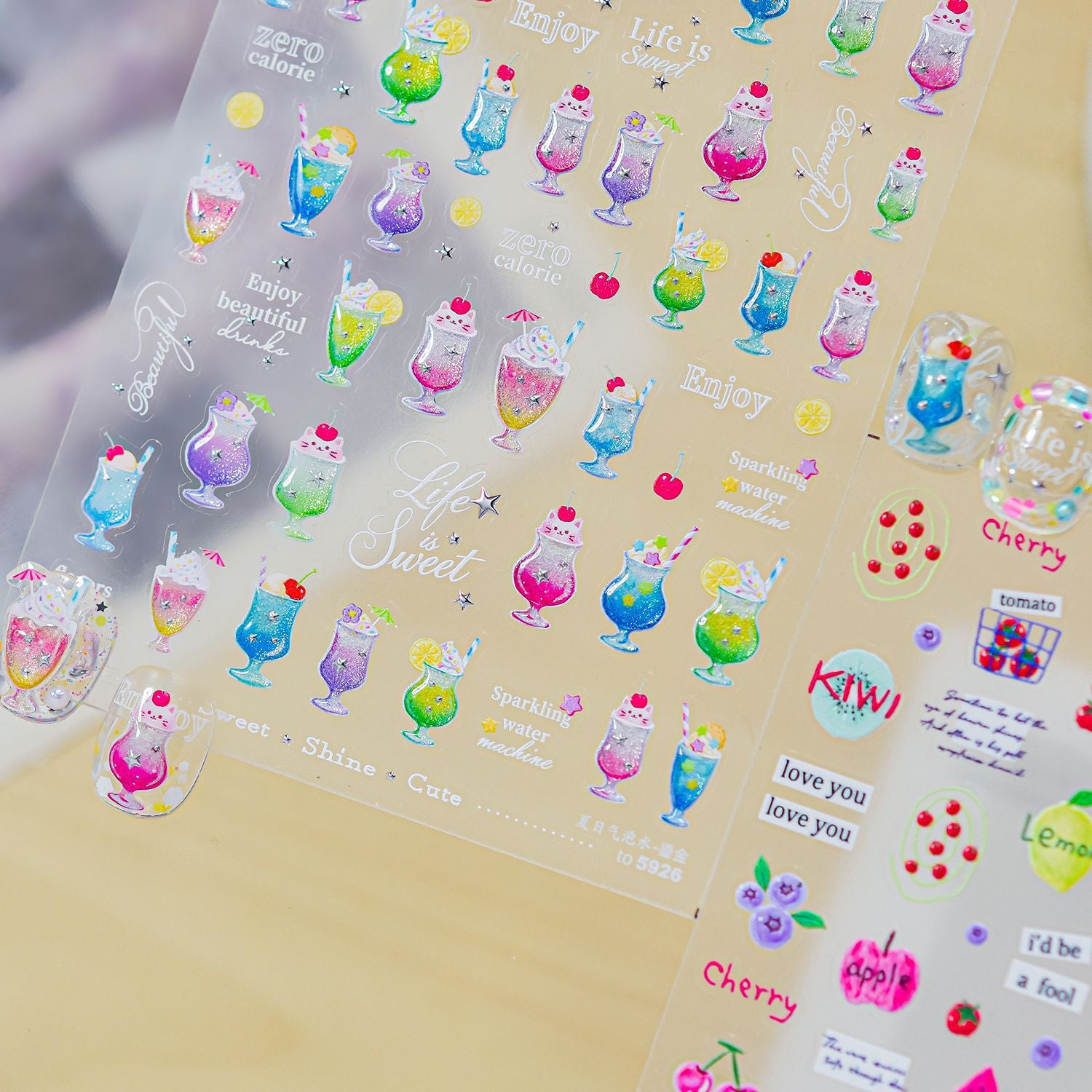 Kawaii Summer Drink & Fruit Nail Stickers 5906