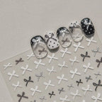 Lace Bow Tie Nail Art Stickers Adhesive Embossed Bows Sticker Decals 