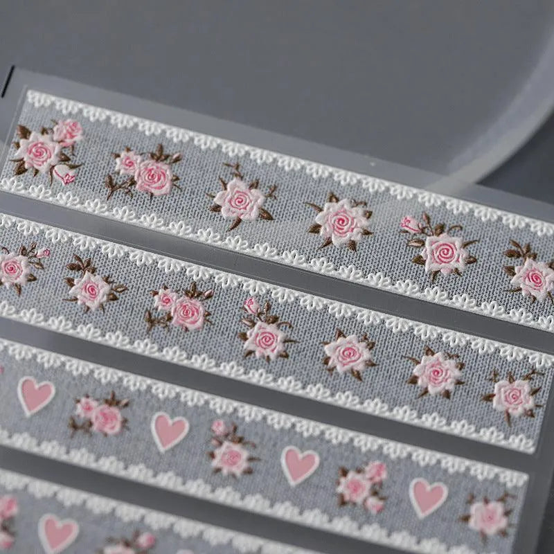 Lace Flower Nail Art Stickers Lace Bouquet Adhesive Sticker Decals 
