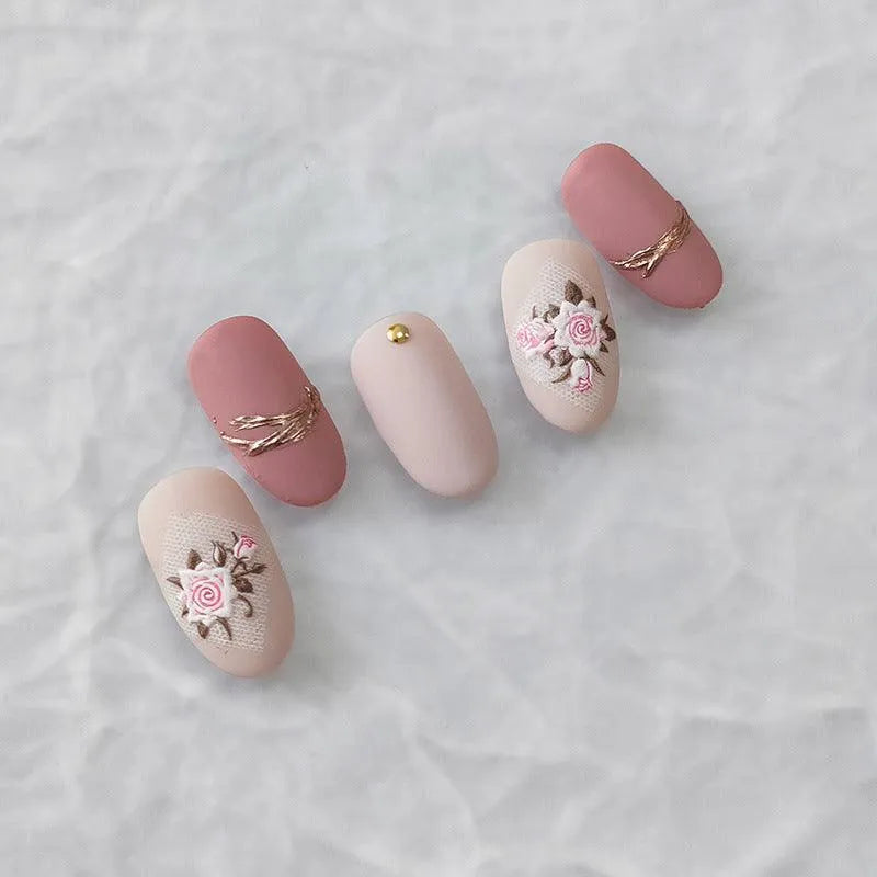 Lace Flower Nail Art Stickers Lace Bouquet Adhesive Sticker Decals 