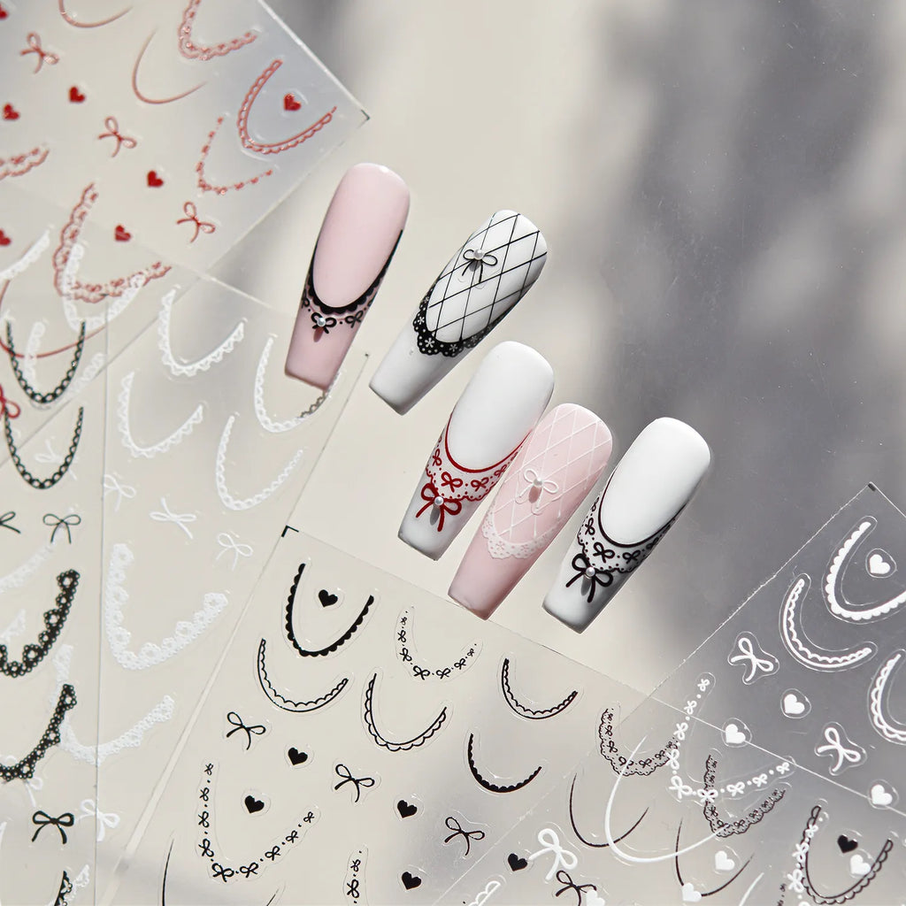 Lace French Tip Nail Stickers 5512