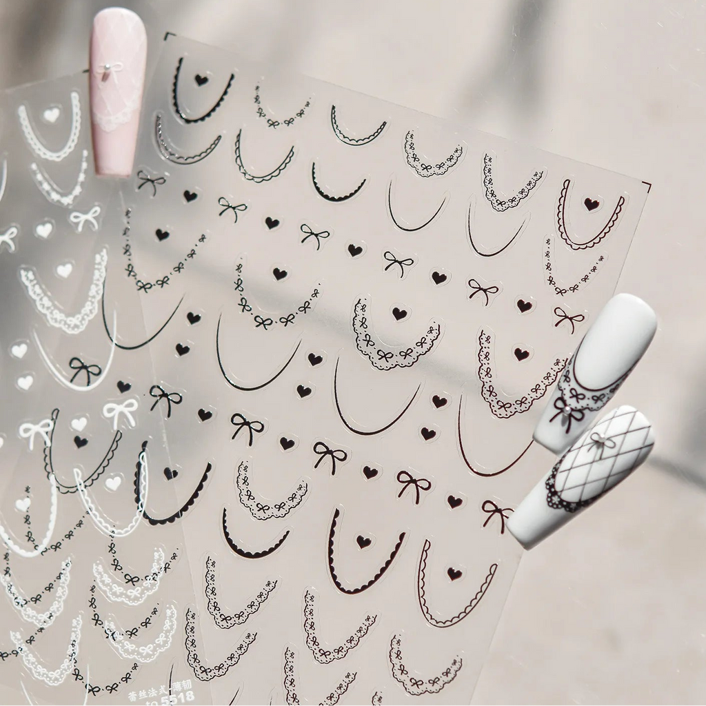 Lace French Tip Nail Stickers 5512