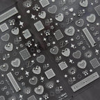 Lace Heart Nail Art Stickers Hollow White Lace Bow Adhesive Embossed Sticker Decals 