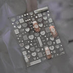 Lace Heart Nail Art Stickers Hollow White Lace Bow Adhesive Embossed Sticker Decals 