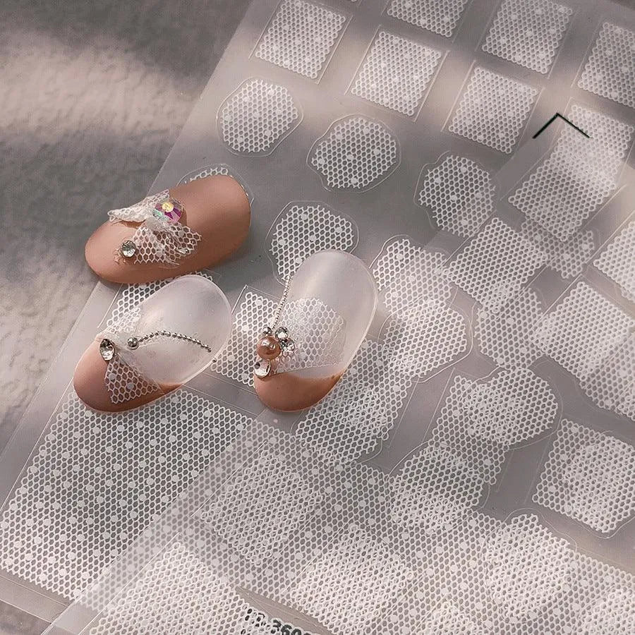 Lace Nail Art Stickers Adhesive Slider Polka Dots Sticker Decals