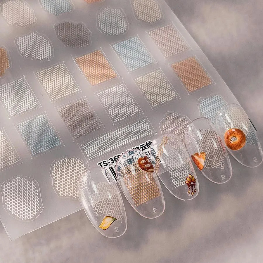 Lace Nail Art Stickers Adhesive Slider Polka Dots Sticker Decals