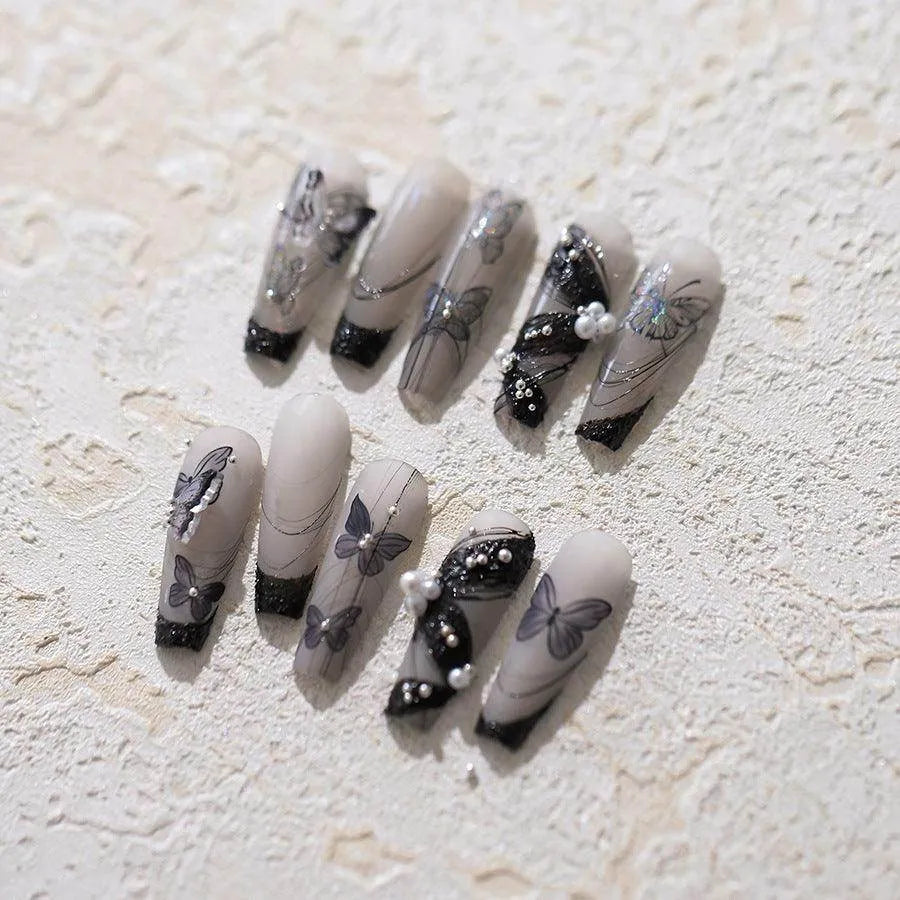 Laser Butterfly Nail Art Stickers Adhesive Slider Black Butterfly Sticker Decals M269
